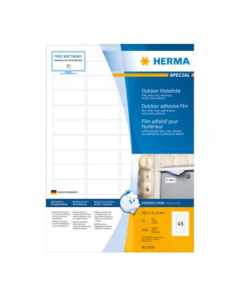 Herma Odporne Na Warunki Atmosferyczne Etykiety Foliowe A4, 45,7 X 21,2 Mm, Białe, Wyjątkowo Silna Przyczepność, Rozciągliwe - 9536 nr 2