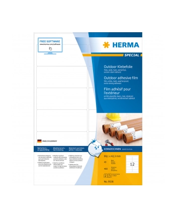 Herma Etykiety Zewnętrzne Odporne Na Warunki Atmosferyczne A4, 99,1 X 42,3 Mm, Białe, Wyjątkowo Silna Przyczepność, Rozciągliwe - 9538 nr 2