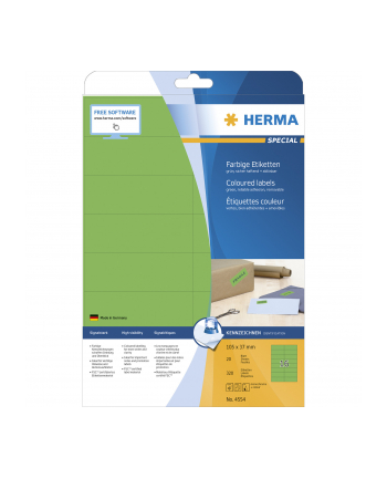 Herma Kolorowe Etykiety, A4, 105 X 37 Mm, Zielone, Wyjmowane - 4554