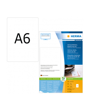 Herma Etykiety Adresowe Premium A6, 105 X 148 Mm, Białe, Trwałe Przyleganie - 8689