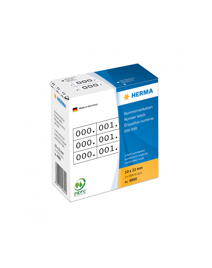 Herma Etykiety samoprzylepne 3x / 10 x 22mm Biało-Czarne 4800 główny
