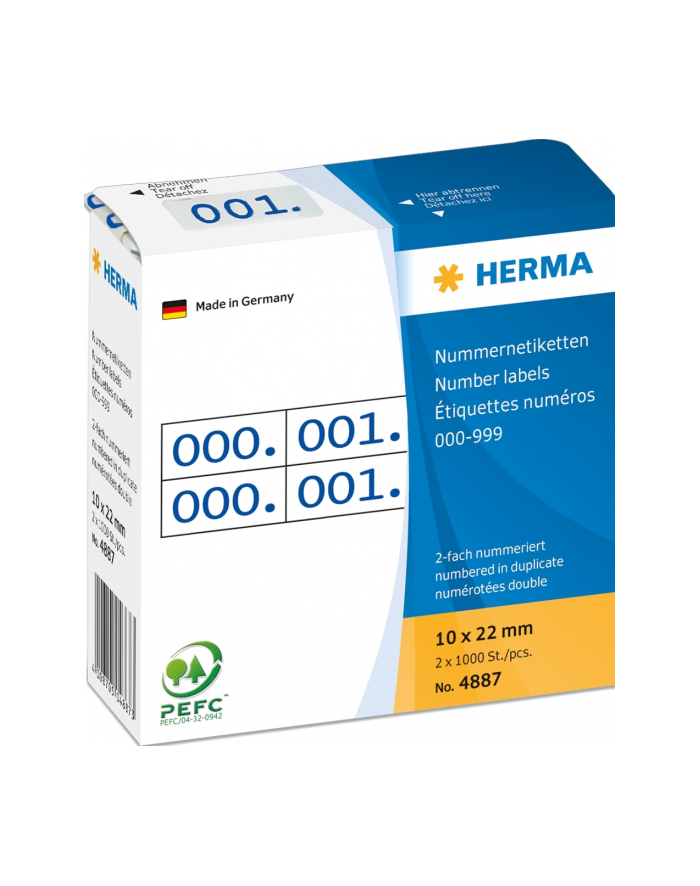 Herma Etykiety samoprzylepne 2x / 10 x 22mm Niebiesko-Białe 4887 główny
