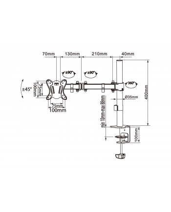 Equip 650151 uchwyt do monitora 68,6 cm (27'') Zacisk Czarny