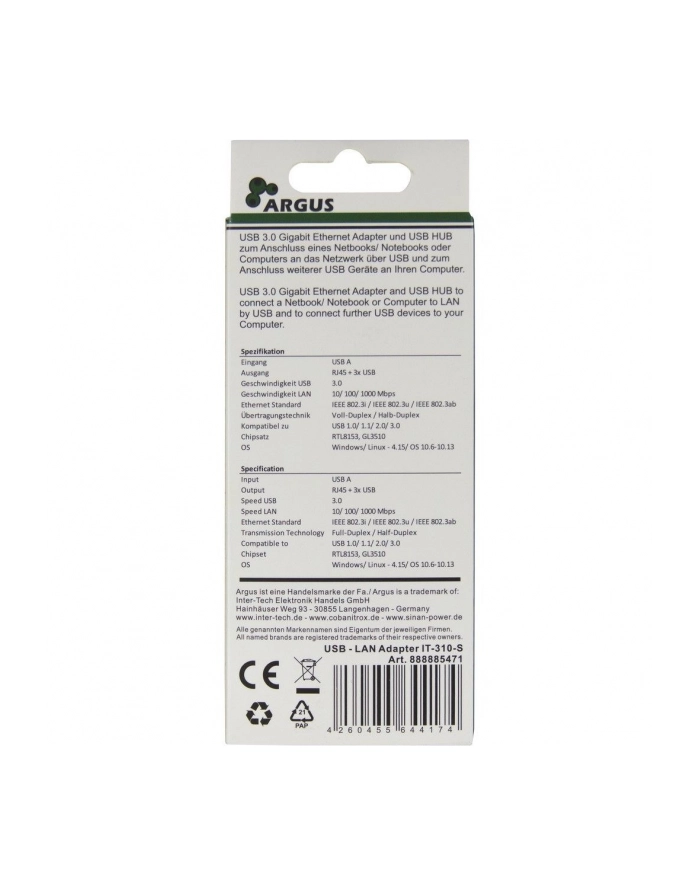 Inter-Tech Argus IT-310-S USB hub - 3 - Srebrny (88885471) główny