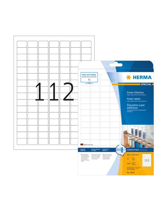 Herma Etykiety O Dużej Przyczepności A4, 25,4 X 16,9 Mm, Wykonane Z Papieru  - 10916 główny