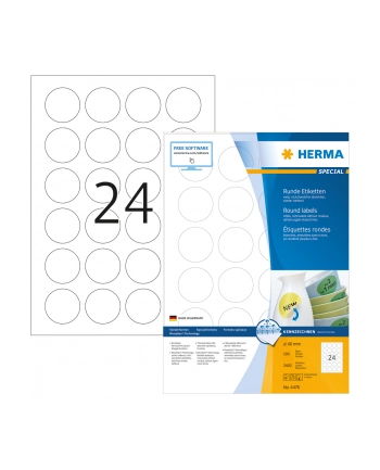 Herma Etykiety odklejalne 4476 Movables A4 okrągłe Ø 40mm białe papier matowy 2400szt. 4476 nr 2