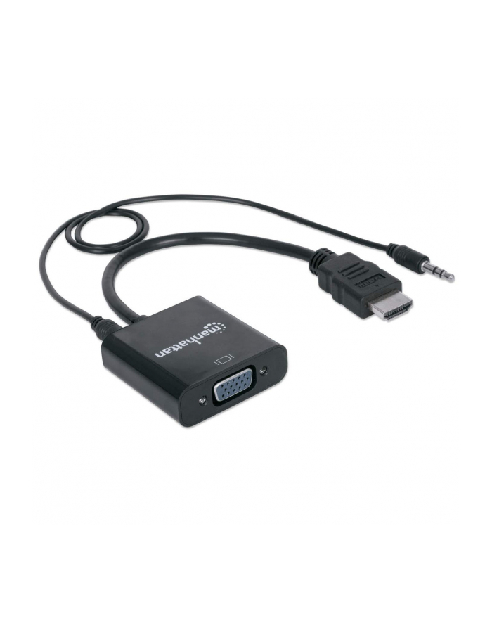Manhattan AV Konwerter 1x Złącze Męskie HDMI Złącze Żeńskie jack 3.5 mm => 1x Złącze Żeńskie VGA  (151559) główny