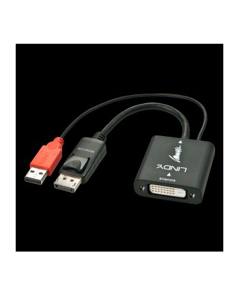 Lindy Konwerter/adapter/przejściówka sygnału DVI-D na Display Port z dodatkowym zasilaniem USB (38145)