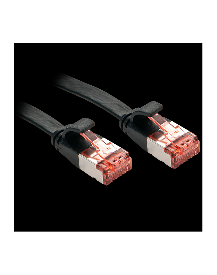 Lindy 47570 Kabel sieciowy (skrętka) RJ45 Cat.6 U/FTP, płaski, Czarny - 0,3m główny