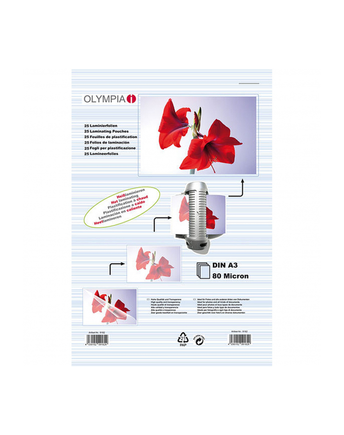 Olympia Laminating pouches DIN A3 80 micron 25ark. główny