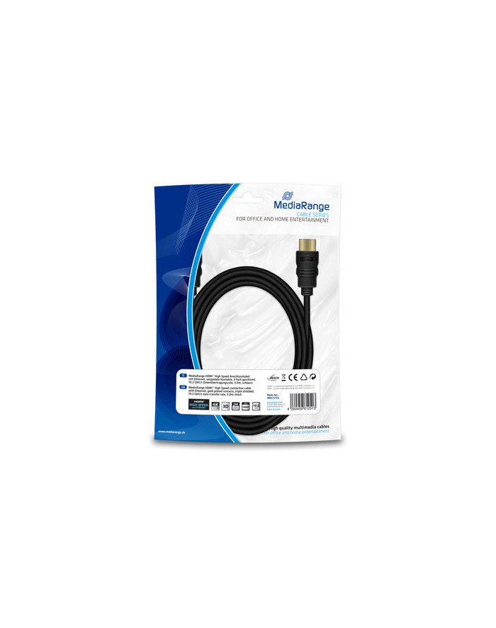 MEDIARANGE KABEL HDMI MEDIARANGE MRCS155 HDMI/HDMI WITH ETHERNET, 3.0M, CZARNY CZARNY (MRCS155) główny