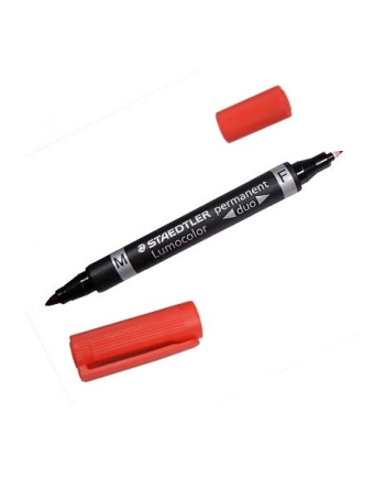 STAEDTLER LUMOCOLOR DUO MARKER PERMANENTNY CZERWONY CIENKA /KULOWA KOŃCÓWKA 1 SZT. nr 1
