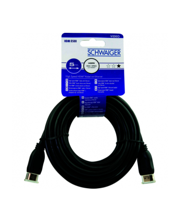 Schwaiger HDMI-Kabel przyłączeniowy złącze męskie HDMI do złącze męskie HDMI Czarny (4005500684)