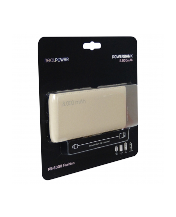 Realpower PB-8000 8000mAh Fashion Beżowy