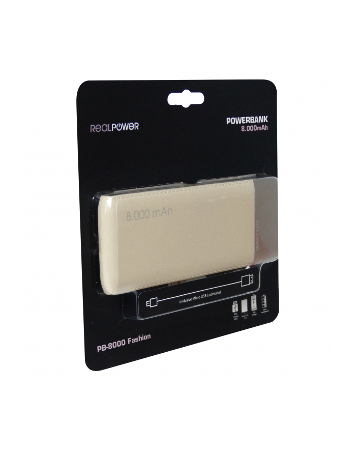 Realpower PB-8000 8000mAh Fashion Beżowy główny