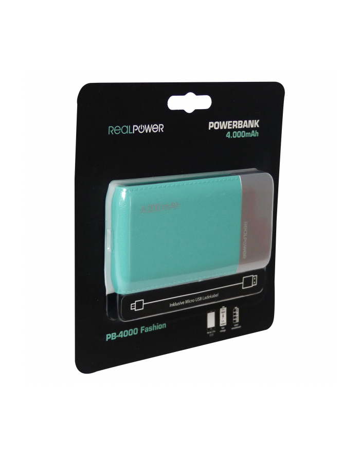 Realpower PB-4000 4000mAh Fashion Turkusowy główny