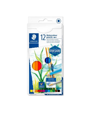 Kredki sześciokątne akwarele, Design Journey 12 kolorów S 146C 10C C12 Staedtler nr 2
