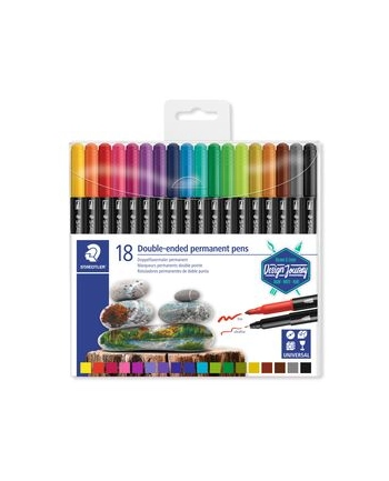 Staedtler Flamastry Dwustronne Wodoodporne Twintip 18 Kolorów nr 1