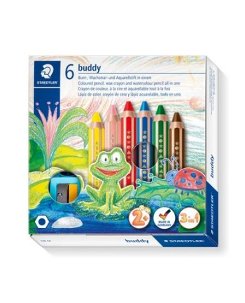 Kredki Jumbo Woskowe Buddy 6Kol+Temperówka nr 1