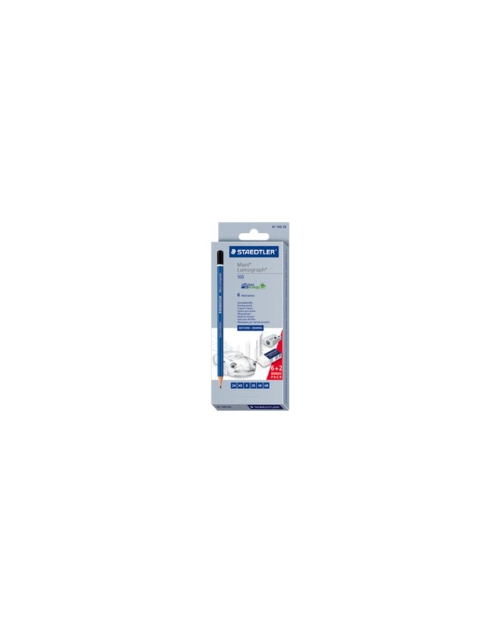 Staedtler Ołówek Lumograph 6 sztuk 2H,HB,B,2B,4B,6B + gumka główny