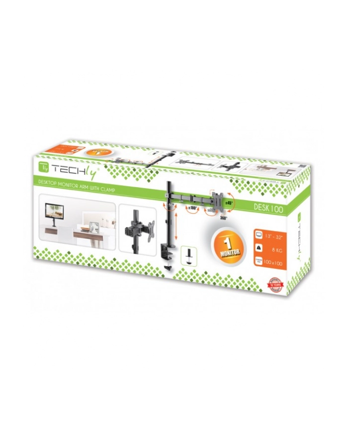 Techly ICA-LCD 503BK uchwyt do monitora 81,3 cm (32'') Zacisk Czarny główny