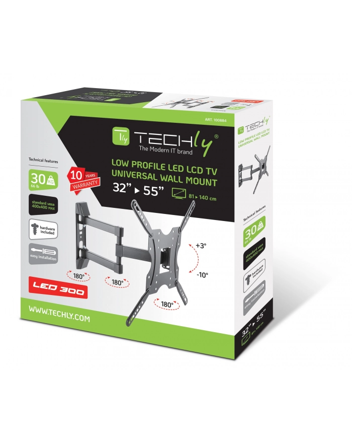 Techly ICA-PLB 136E ścienny uchwyt do telewizora 139,7 cm (55'') Czarny główny