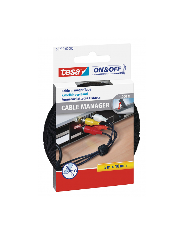 Tesa Rzep w taśmie do wiązania kabli 5m x 10mm czarny główny