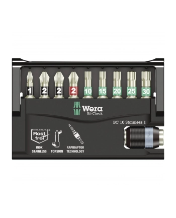Wera Bity nierdzewne BiTorsion z uchwytem Rapidaptor w zestawie Bit-Check 5071110001 nr 2