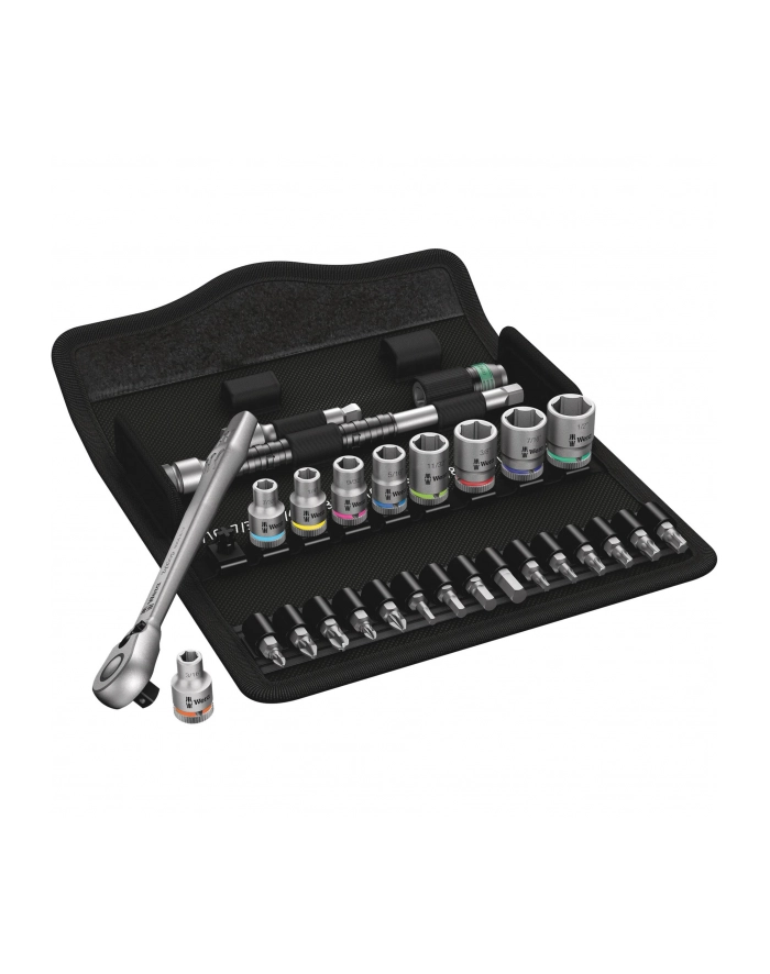 Wera 8100 SA 11 Grzechotka Zyklop Metal 1/4 z przełącznikiem w zestawie 28cz. 05004021001 główny