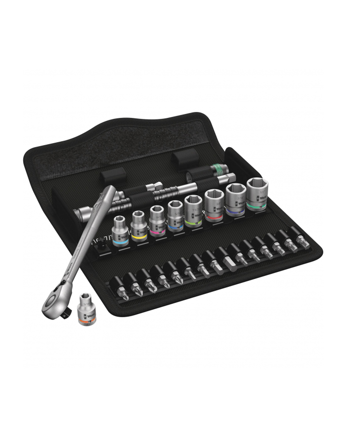Wera 8100 SA 11 Grzechotka Zyklop Metal 1/4 z przełącznikiem w zestawie 28cz. 05004021001 główny