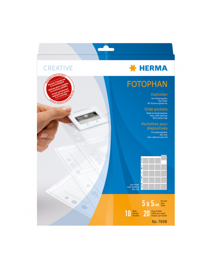 Herma Etykiety filmowe do małego formatu slajdów 5x5cm jasne/matowe 7698 główny