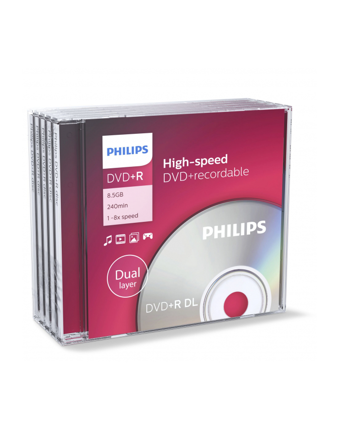 PHILIPS DVD+R 8,5GB 8X DOUBLE LAYER JEWEL CASE5 DR8S8J05C00 główny