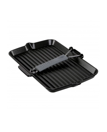 Amazon Staub patelnia grillowa prostokątna z uchwytem silikonowym (34 x 21 cm, nadaje się do kuchenek indukcyjnych, wnętrze emaliowane matowoczarne), nr 2