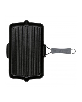 Amazon Staub patelnia grillowa prostokątna z uchwytem silikonowym (34 x 21 cm, nadaje się do kuchenek indukcyjnych, wnętrze emaliowane matowoczarne), nr 1