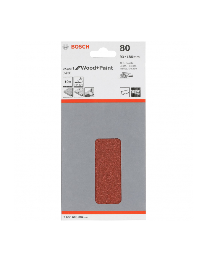 Bosch Papier ścierny RED WOOD gr. 80 93X185mm 2608605304 główny