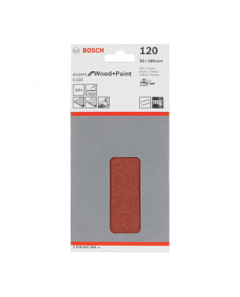 Bosch Papier ścierny RED WOOD gr. 120 93X185mm 2608605306