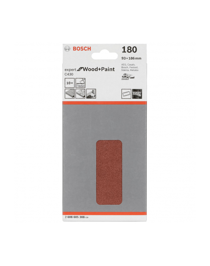 Bosch Papier ścierny RED WOOD gr. 180 93X185mm 2608605308 główny