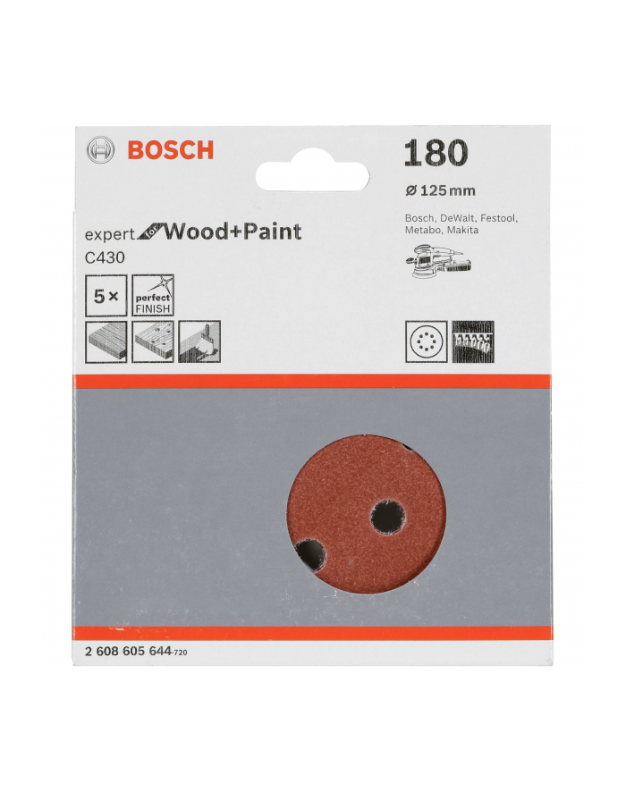 BOSCH 5-częściowy zestaw papierów ściernych W: 125 y: 180 2608605644 główny