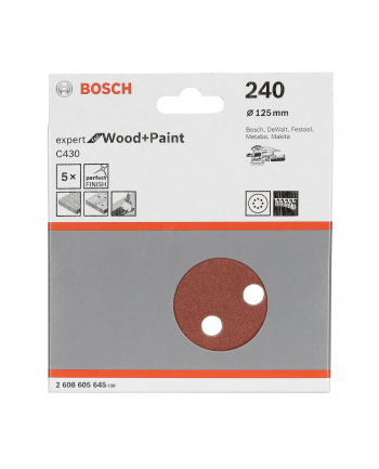 BOSCH 5-częściowy zestaw papierów ściernych W: 125 y: 240 2608605645