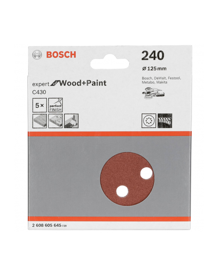 BOSCH 5-częściowy zestaw papierów ściernych W: 125 y: 240 2608605645 główny