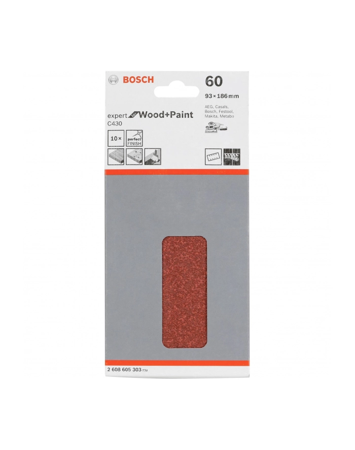 Bosch Papier ścierny RED WOOD gr. 60 93X185mm 2608605303 główny