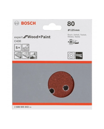 BOSCH 5-częściowy zestaw papierów ściernych W: 125 y: 80 2608605642 nr 1