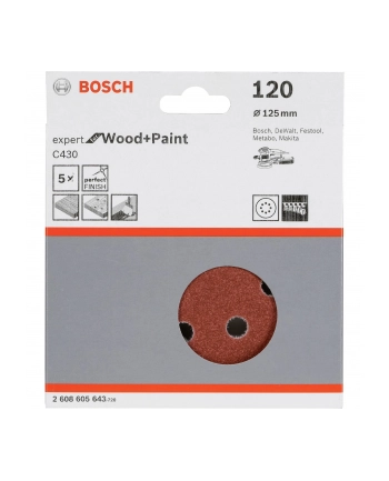BOSCH 5-częściowy zestaw papierów ściernych W: 125 y: 120 2608605643 nr 1