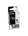 Taśma do nadruku Casio Band XR-6WE1, 8 m x 6 mm, czarna / biała - nr 1