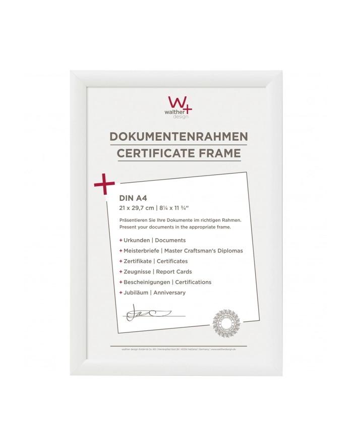 WALTHER RAMKA TRENDSTYLE 21X29,7 RESIN WHITE DIN A4 główny