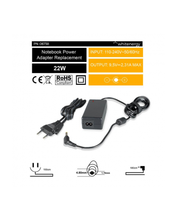 Whitenergy zasilacz 9.5V/2.31A 22W wtyczka 4.8x1.7 mm Asus EEE PC 701