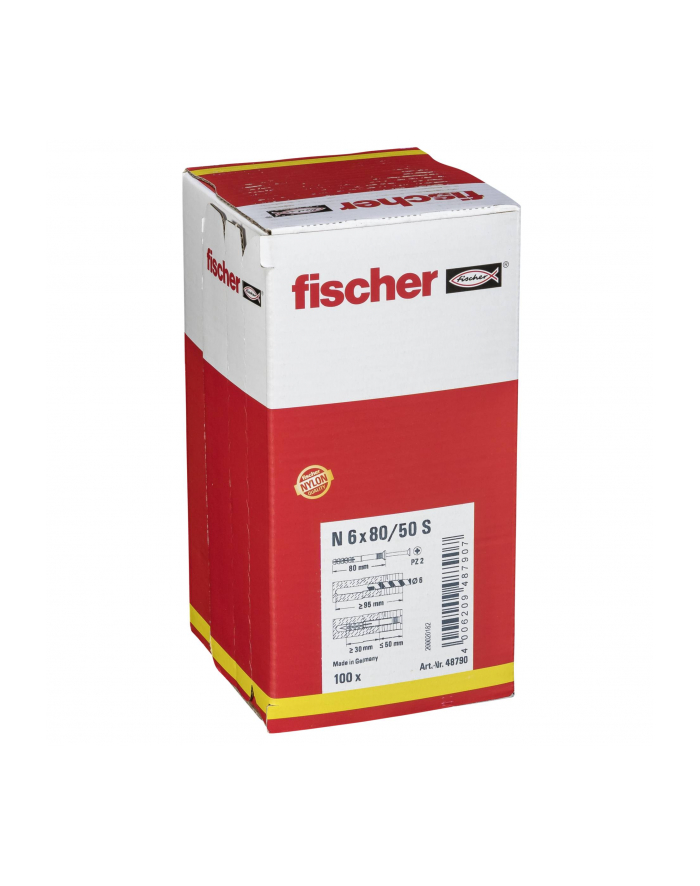 Fischer Kołek Rozporowy 048790 N 6x80 z Gp Zestaw 100szt. główny