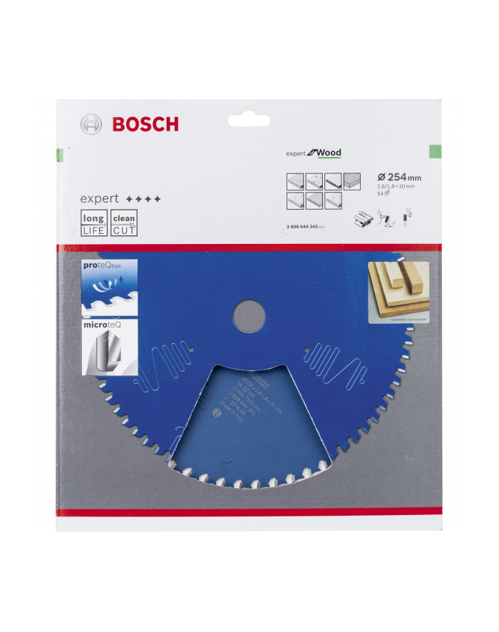 Bosch Tarcza pilarska Expert for Wood 254x30x2,6/1,8 z54 2608644342 główny