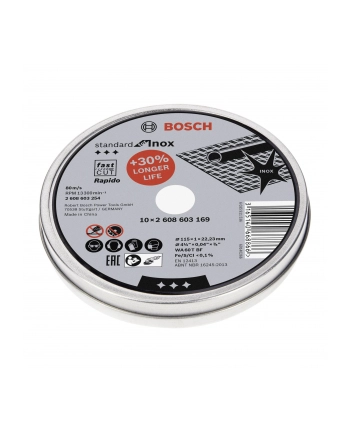 Bosch Tarcza tnąca prosta Standard for Inox – Rapido WA 60 T BF, 115 mm, 22,23 mm, 1,0 mm 2608603254 nr 2