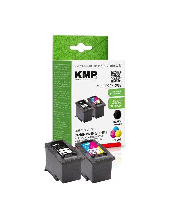 KMP C95V - 4 pakker - sort gul cyan magenta - blækpatron (alternativ til: Canon CL-541 Canon PG-540) - Kartridż z tuszem Czarny (15164850) główny